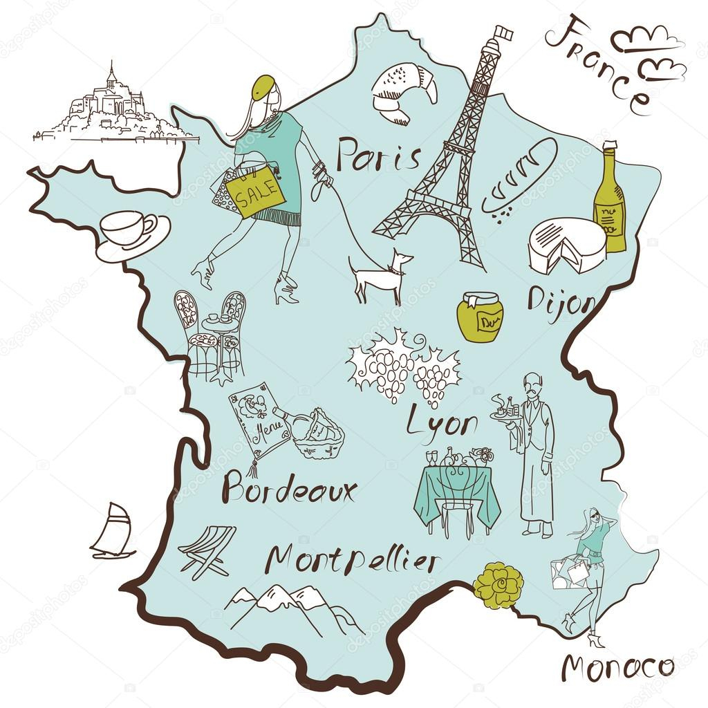 Stylized Map Of France — Stock Vector © Alisafoytik #12871890 intérieur Carte France Vector 