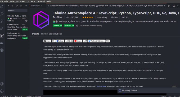 Tabnine On Vscode  Devpost dedans Vscode:extension/Tabnine.tabnine-Vscode