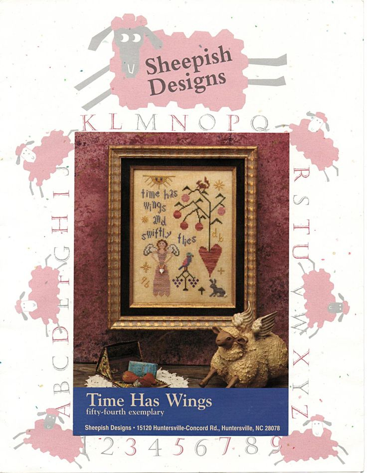 Time Has Wings Cross Stitch Pattern Sheepish Designs Angel encequiconcerne Angel Wings Cross Stitch Pattern