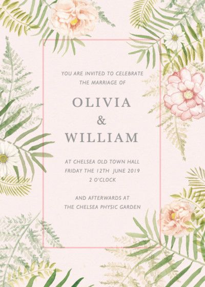 Tropical Floral  Wedding Invitation  Papier  Wedding à Papier Wedding Invites