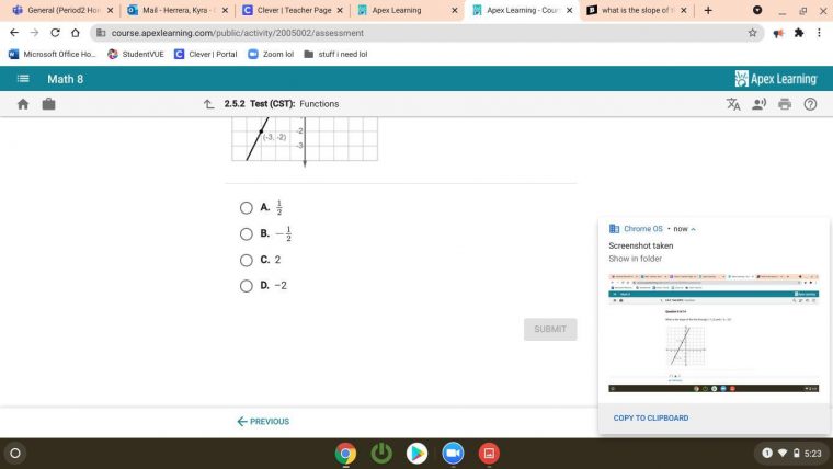 What Is The Slope Of The Line Through (-1, 2) And (-3, -2 avec And B Is The &quot;&quot;Y-Intercept&quot;&quot; Or The Place Where The Line Intercepts (Cro The