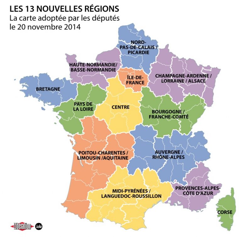 13 Régions En France Métropolitaine À Partir De 2016 – L tout Carateristique De La Nouvelle Carte Des Region