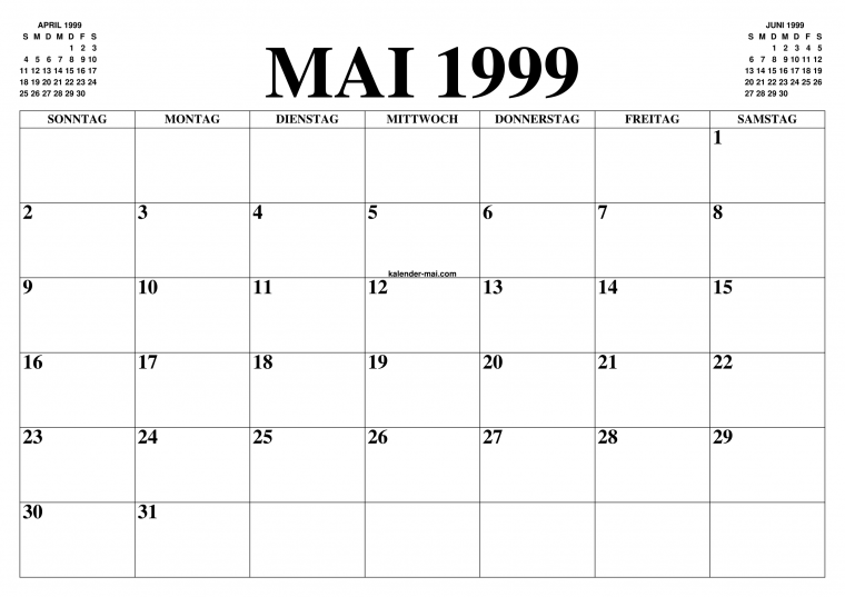 kalender 1999 mai