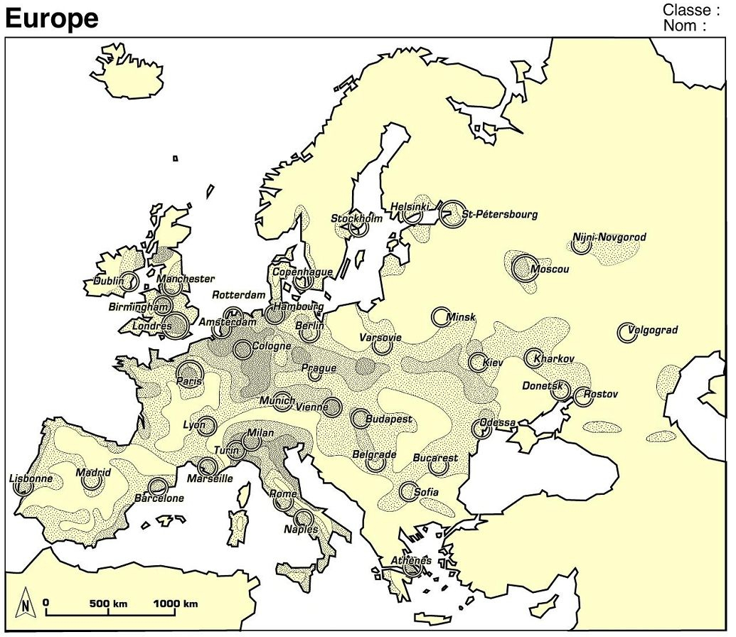 8 Cartes De L'Europe (Pays, Capitales, Population,Fond à Carte Fleuves Europe Vierge