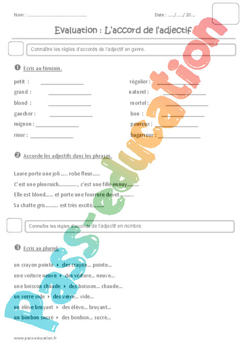 Accord De L&amp;#039;Adjectif Qualificatif : Ce1 - Cycle 2 encequiconcerne Jeu Accord De L&amp;#039; Adjectif 