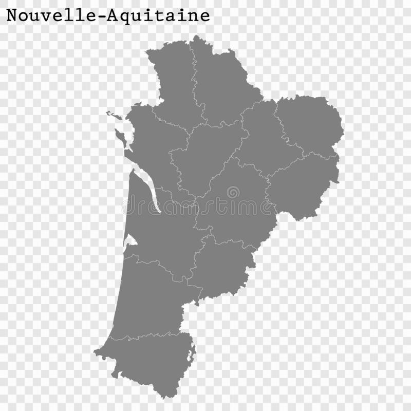 Administratieve En Politieke Vectorkaart Van Het Gebied dedans Nouvelle Aquitaine Vector