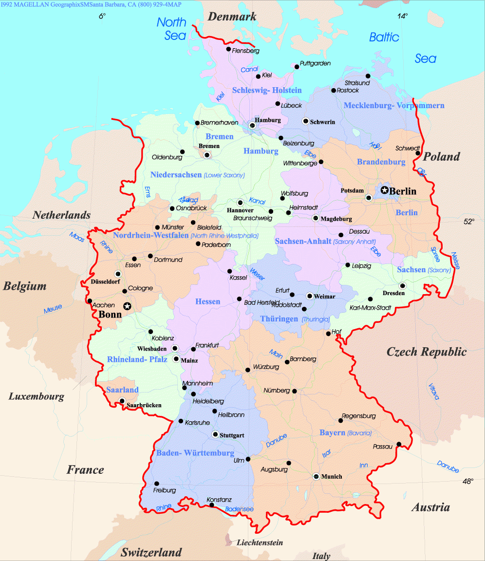 Allemagne Carte avec Rã©Gions D&amp;#039;Allemagne Carte 