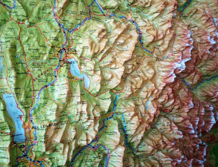 Alpes-Vallée-Du-Rhône – Carte En Relief (80 X 113) intérieur Plan Ign Modifiable France