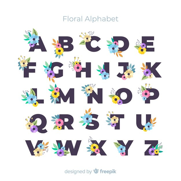 Alphabet Floral  Vecteur Gratuite intérieur Modã¨le Calligraphie Alphabet Gratuit