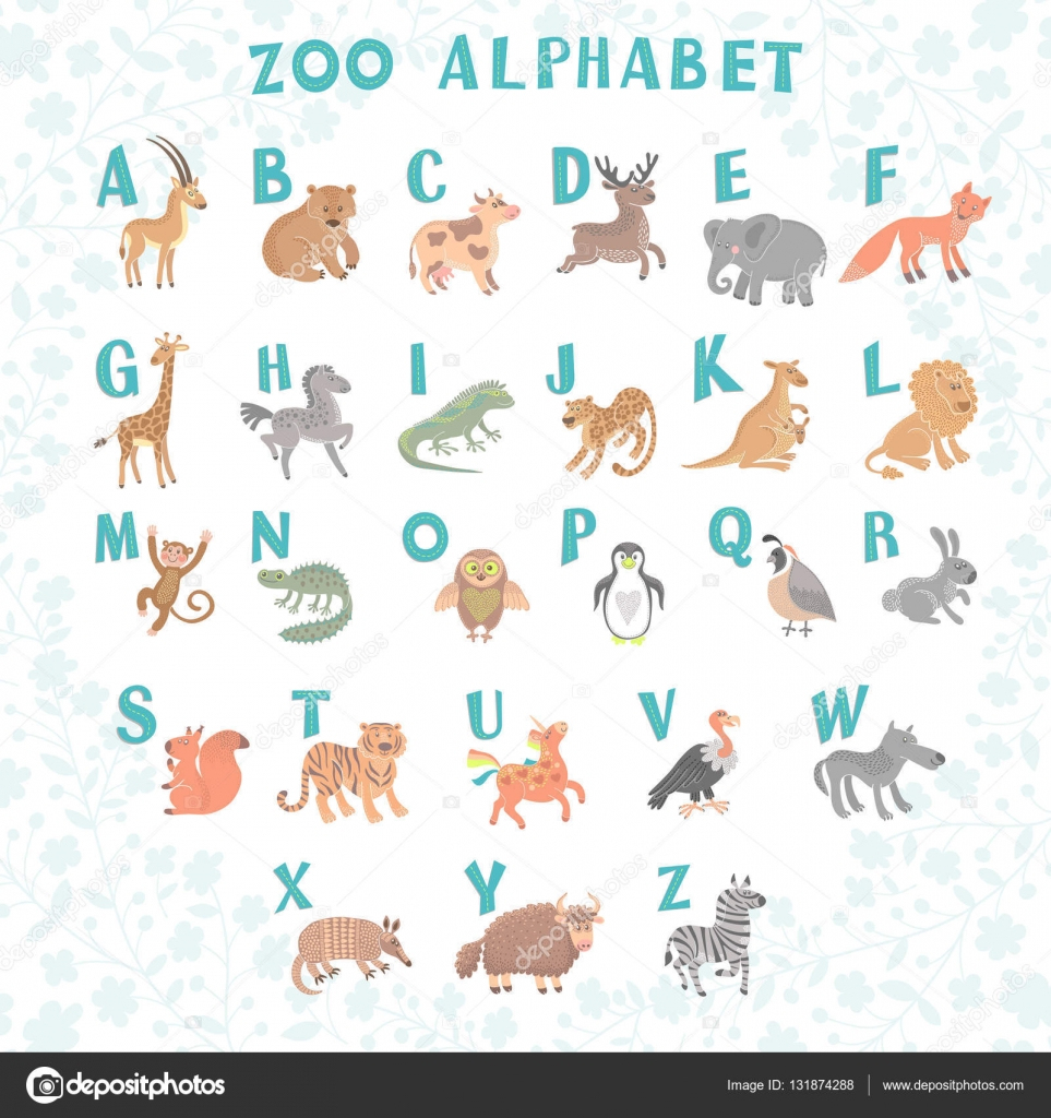 Alphabet Zoo Vectoriel Mignon. Drôle D&amp;#039;Animaux De Dessin concernant Dessin Anime Apprend Alphaber Francais 