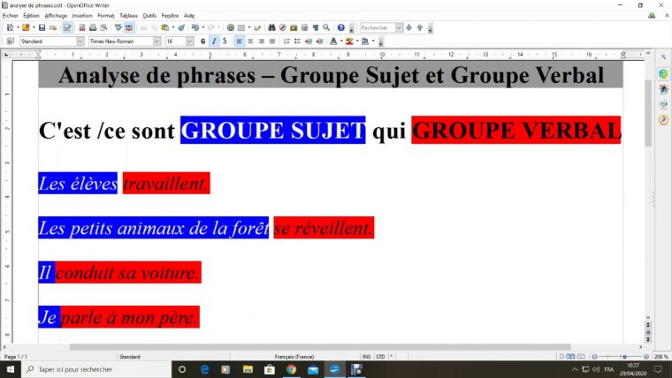 Analyse De Phrases – 2Ième Partie : Groupe Sujet Et Groupe tout Analyse De Phrase Maitresse Ecline