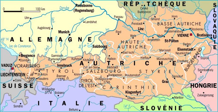 Autriche Carte Géographique – 1Jour1Col destiné Carte Geographique D&#039;Europe