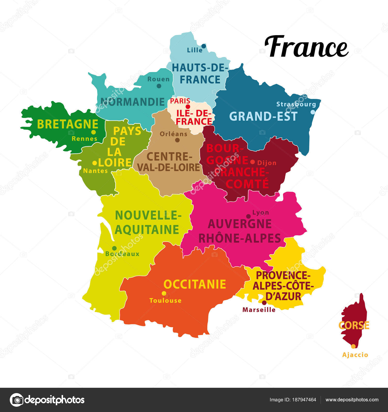 Belle Colorée Carte France Avec Nouvelles Régions pour Les Regions De La France Lumni 