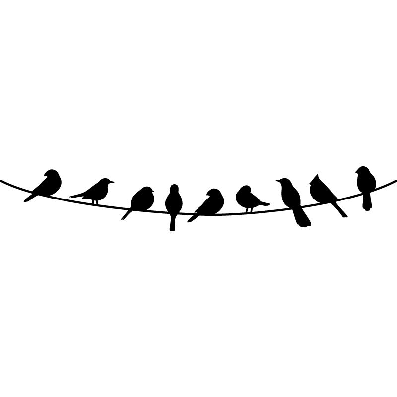 Birds On A Wire Wall Decal 01  Bird Silhouette, Bird à Silouhette Oiseau Adecouper 