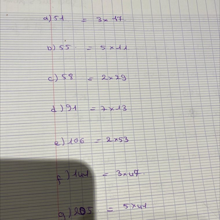 Bonjour Vous Pouvez M'Aider Svp Décompose Chaque Nombre En intérieur Facteurs D'Ã©Chelle Maths