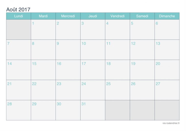 Calendrier Août 2017 À Imprimer – Icalendrier dedans Calendrier 2017 A Imprimer