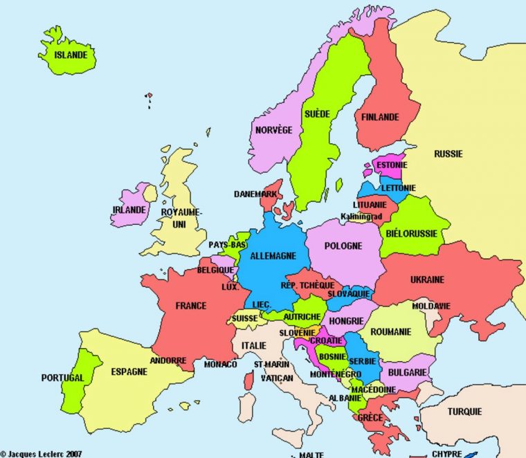 Carte D Europe Avec Pays – Primanyc concernant Carte A Completer Europe