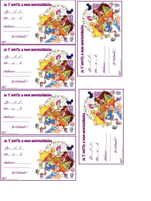 Carte D&amp;#039;Anniversaire À Imprimer Winx Lovely Invitation tout Calendrier Des Anniversaires A Imprimer Gratuit 