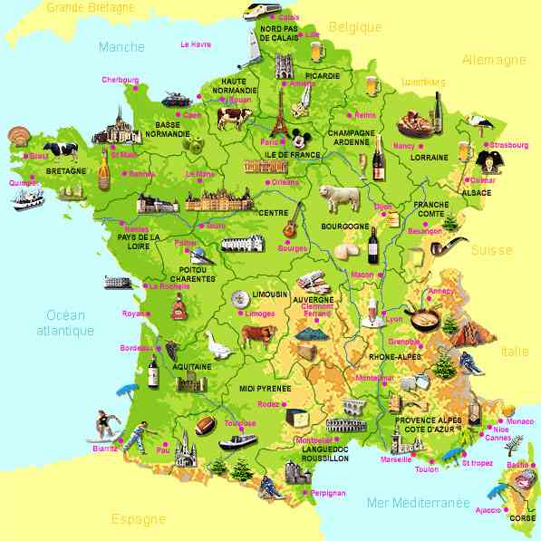 Carte De France Touristique Illustrée » Vacances - Guide serapportantà Carte De France Avec Villes 