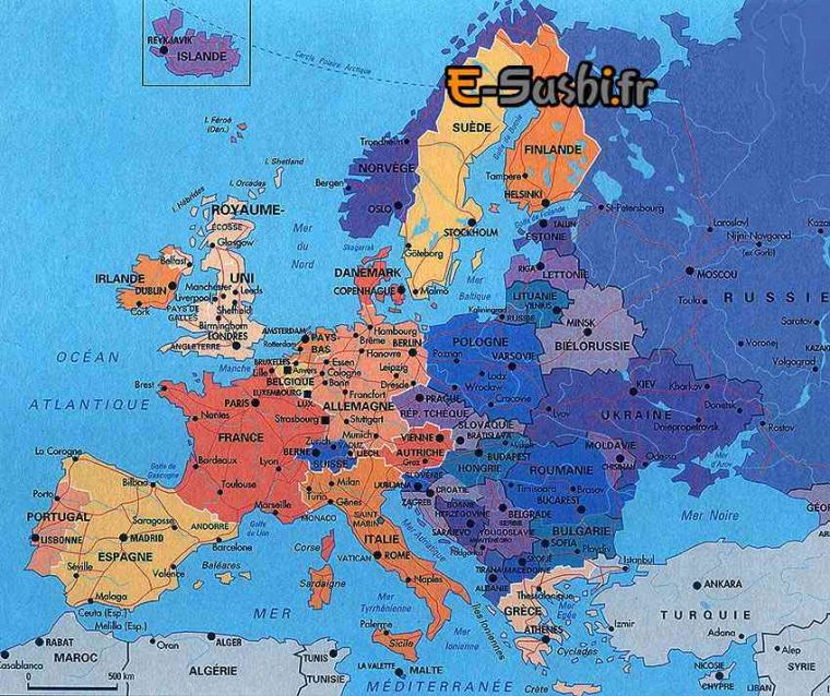 Carte De L Europe Détaillée » Vacances – Guide Voyage à Map De L&#039;Europe Avec Pays