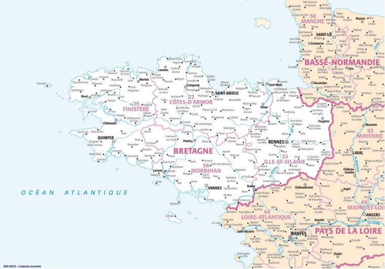 Carte De La Bretagne – Villes, Relief, Sites Touristiques avec Eduscol Fond De Carte