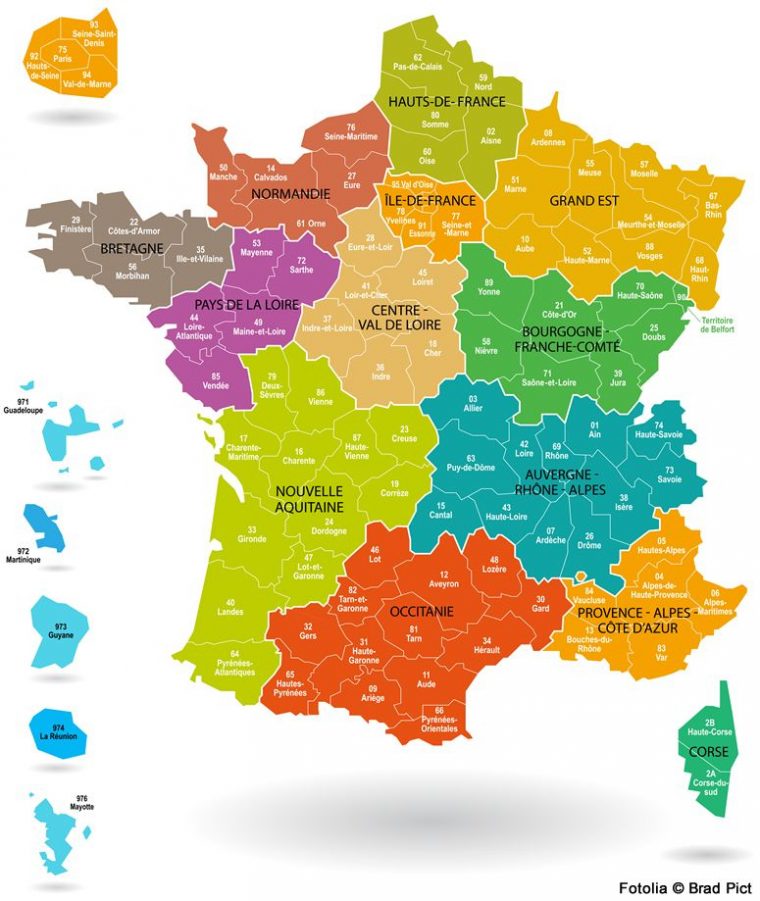 Carte De La France Departement Et Regions  My Blog intérieur Regiuons Et Departements