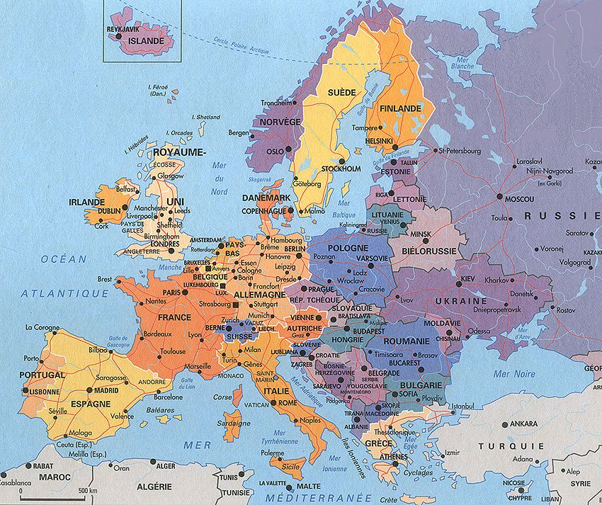 Carte De L'Europe - Cartes Reliefs, Villes, Pays, Euro, Ue à Carte Vierge Pays Europe