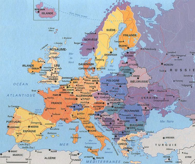 Carte De L'Europe – Cartes Reliefs, Villes, Pays, Euro, Ue destiné Cqrte De L'Europe Vierge