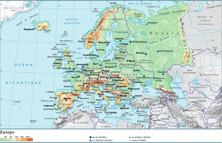 Carte De L'Europe – Cartes Reliefs, Villes, Pays, Euro, Ue tout Cqrte De L&#039;Europe Vierge