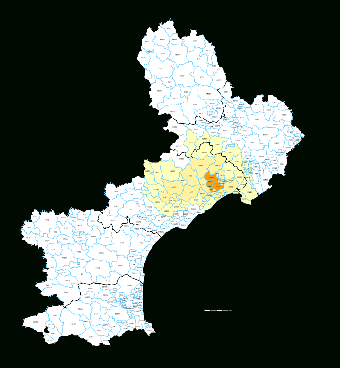 Carte Des Codes Postaux Du Languedoc-Roussillon concernant Carte Codes Postaux Cher