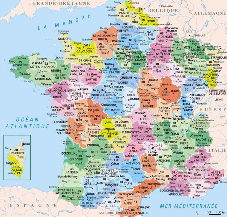 Carte Des Départements De France » Vacances – Guide Voyage avec Carte De France Dpeartement Wfm