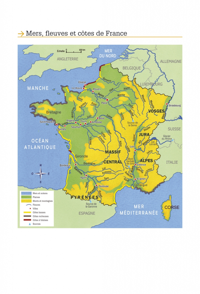 Carte Des Fleuves, Côtes Et Mers De France - La Librairie tout Carte De France Exercices 