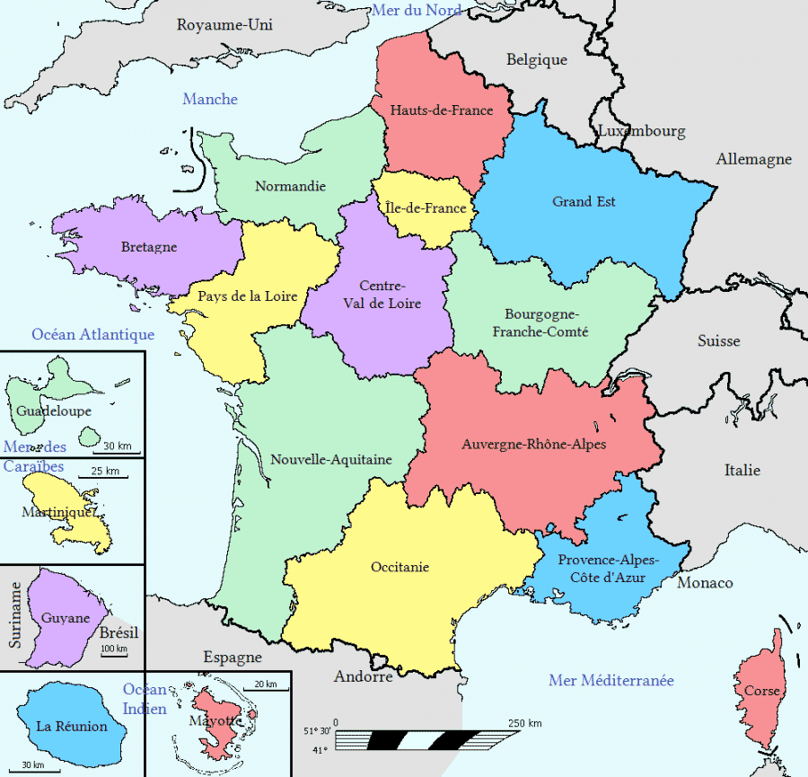 Carte Des Régions De France » Vacances - Guide Voyage concernant Dom Tom France Carte 