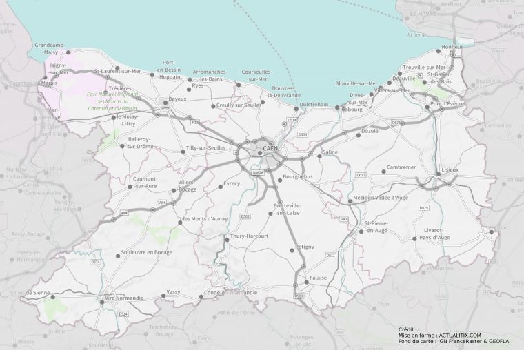 Carte Du Calvados – Calvados Carte Du Département 14 tout Plan Ign Modifiable France