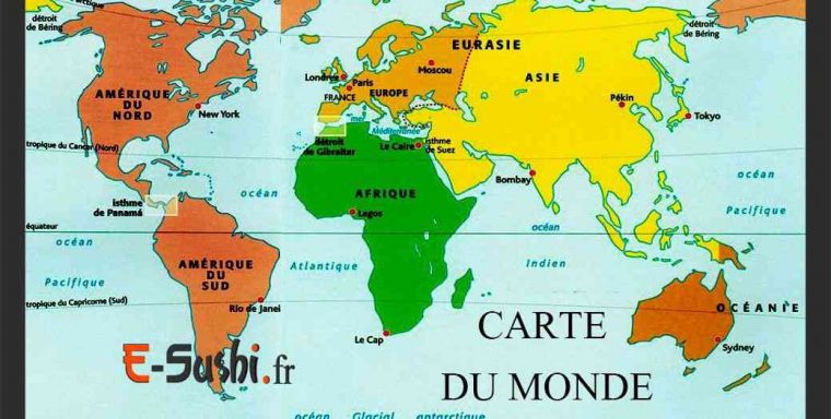 Carte Du Monde Atlas » Vacances – Guide Voyage serapportantà Carte Des Continents Avec Pays A Imprimer