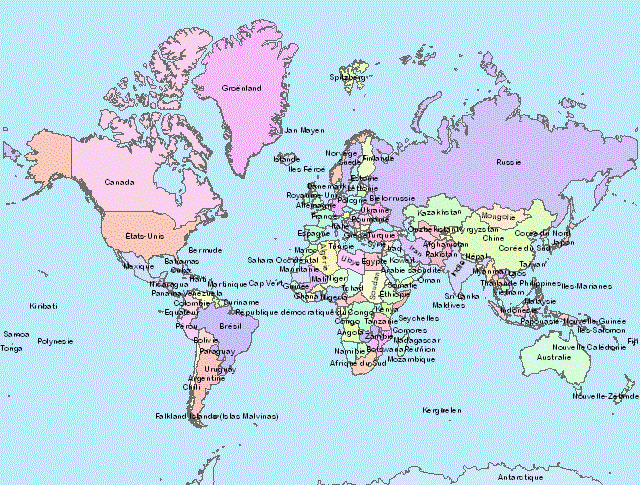 Carte Du Monde  Carte Du Monde, Noms Des Pays intérieur Carte Des Continents Avec Pays A Imprimer
