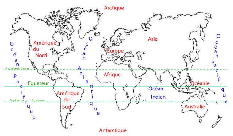 Carte Du Monde Océans Continents à Carte Des Continents Avec Pays A Imprimer