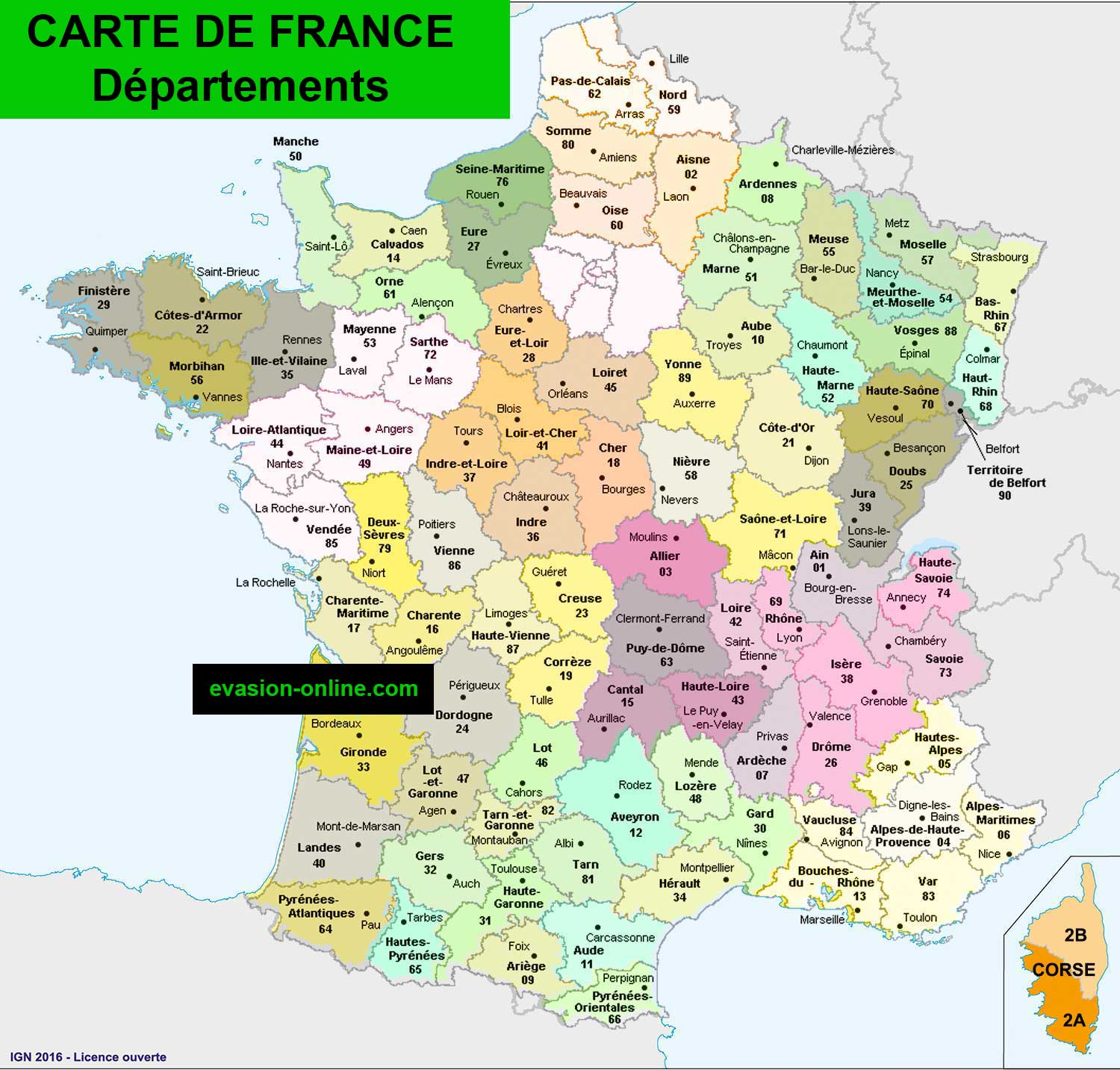 Carte France Départements » Vacances - Guide Voyage tout Regiuons Et Departements 