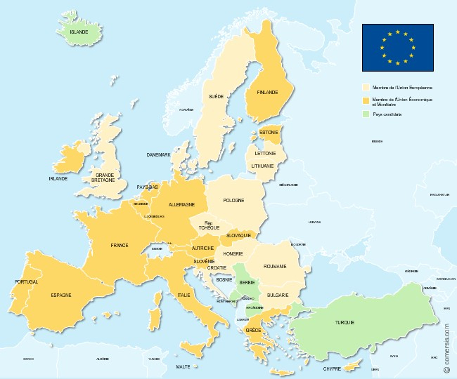 Carte Gratuite Des États Membres De L&amp;#039;Union Européenne à Liste Des Etats De L&amp;#039;Nunion Europã©Enne 