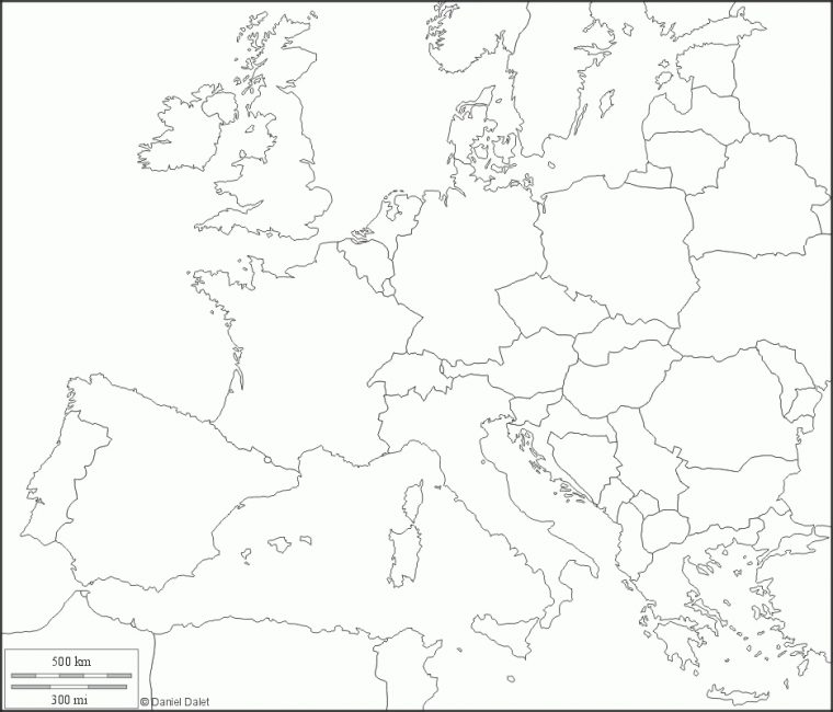 Carte Muette, Fond De Carte : Europe Réduite, Littoraux serapportantà Carte De L&#039;Europe Vierge