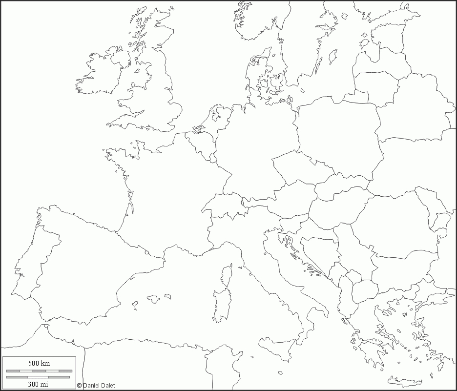 Carte Muette, Fond De Carte : Europe Réduite, Littoraux serapportantà Carte De L&amp;amp;#039;Europe Vierge 