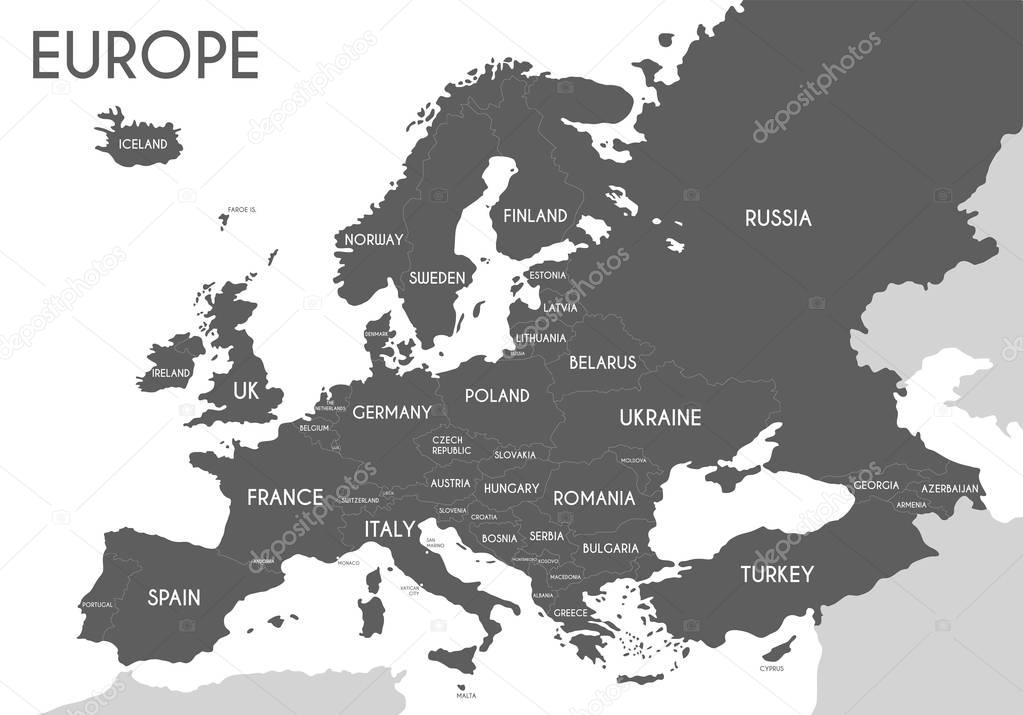 Carte Politique De L'Europe Dans Une Couleur Grise Avec Un pour Fond De Carte Europe
