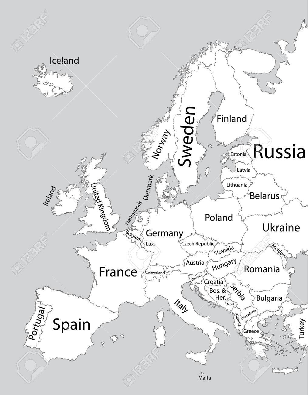 Carte Vectorielle Vierge Modifiable De L'Europe. Carte à Carte Fleuves Europe Vierge