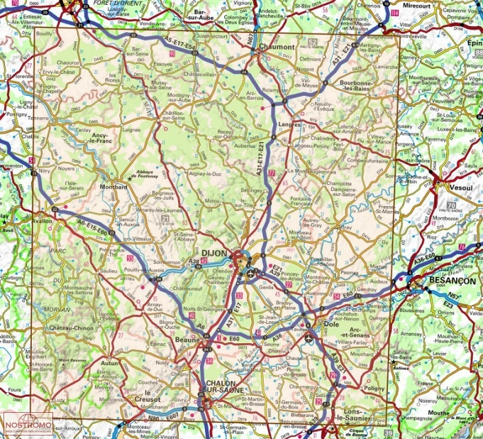 D21 Côte-D'Or  Carte Routière Ign  Nostromoweb serapportantà Plan Ign Modifiable France