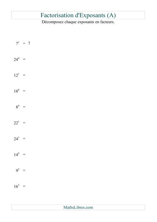 Décomposition De Nombres En Facteurs Premiers (Base 5 À 25 avec Facteurs D'Ã©Chelle Maths