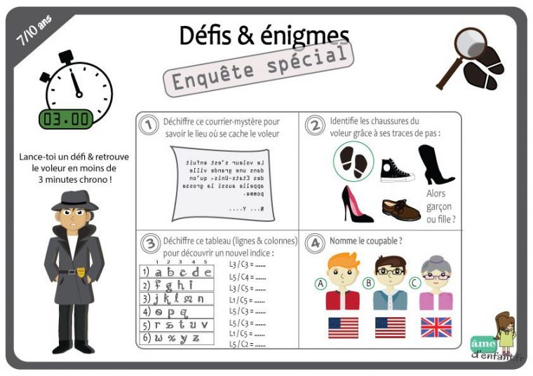 Défi-Énigmes : Jeu Du Détective  Jeux Enquete, Jeux A dedans Jeu Adulte Imprimer