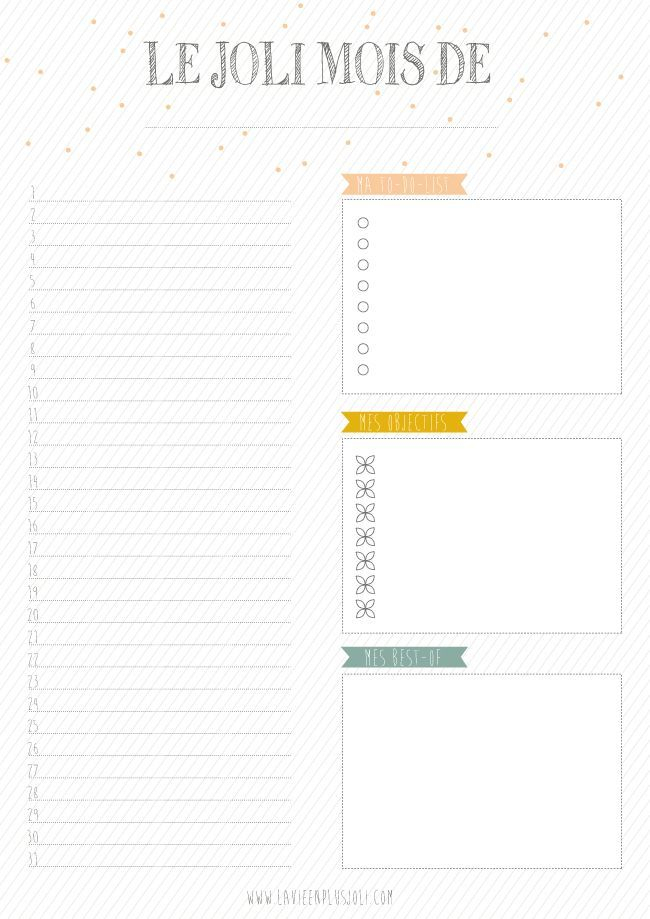 Des Printables Pour Votre Bullet Journal  Calendrier concernant Matrice De Decoupe Pour Planner A Imprimer Gratuit 