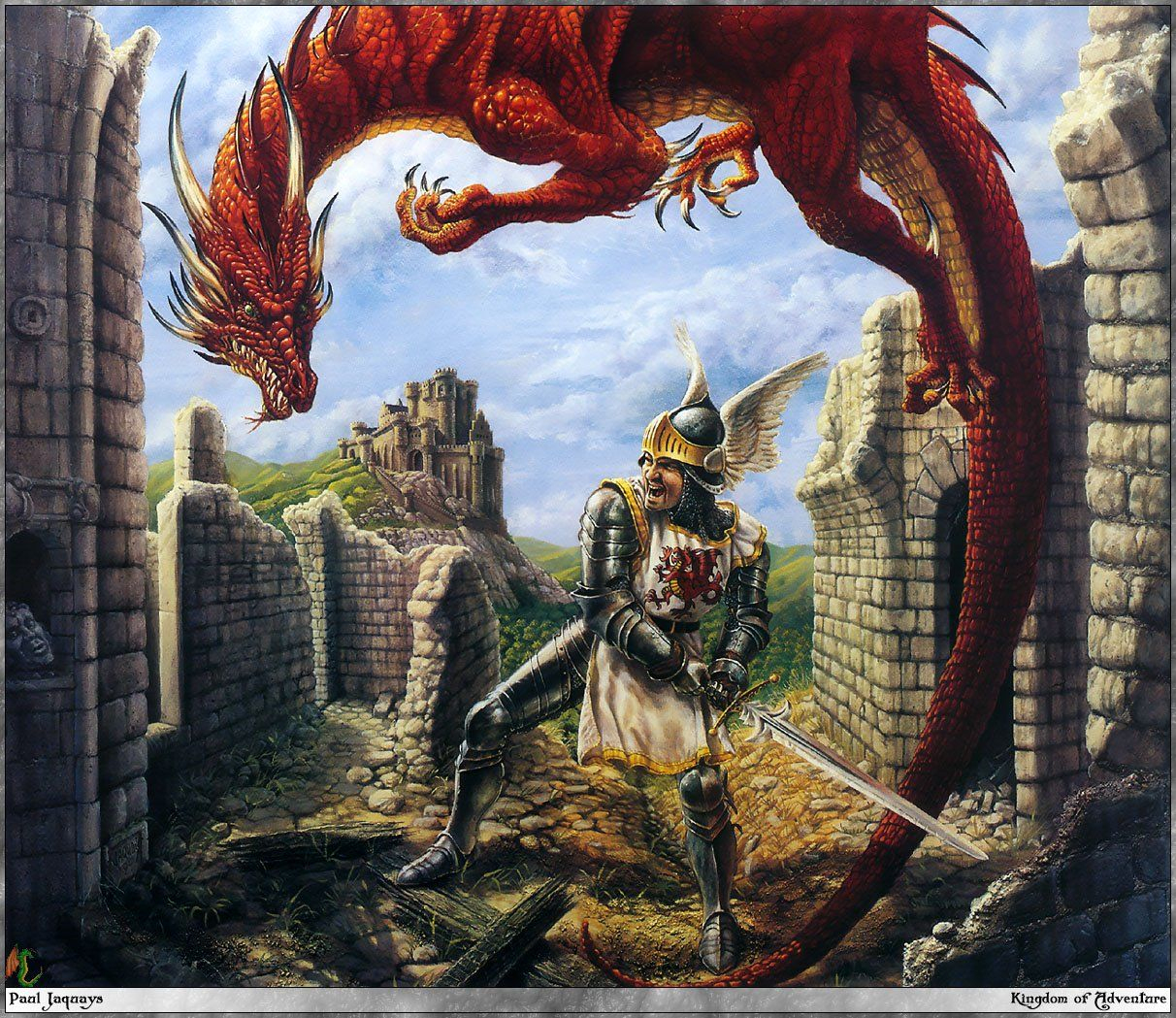 Dragon Rouge Combat Avec Chevalier Dans Ruines pour Dragor Le Dragon Tã©Lã©Charger 