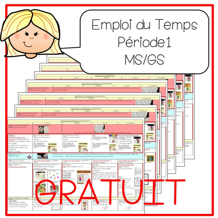 Emploi Du Temps Période 1 Classe Msgs – Maternelle – La pour La Classe De Luccia Graphisme Pã©Riode 1