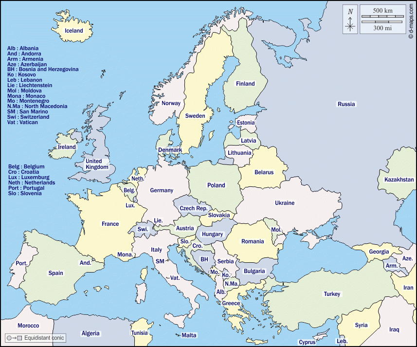 Europe Carte Géographique Gratuite, Carte Géographique dedans Carte Europe Muette